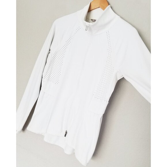 Athleta Chakra Jacket In Powervita Bright White Size M Two Way Zip Sporty $148 - Picture 8 of 16